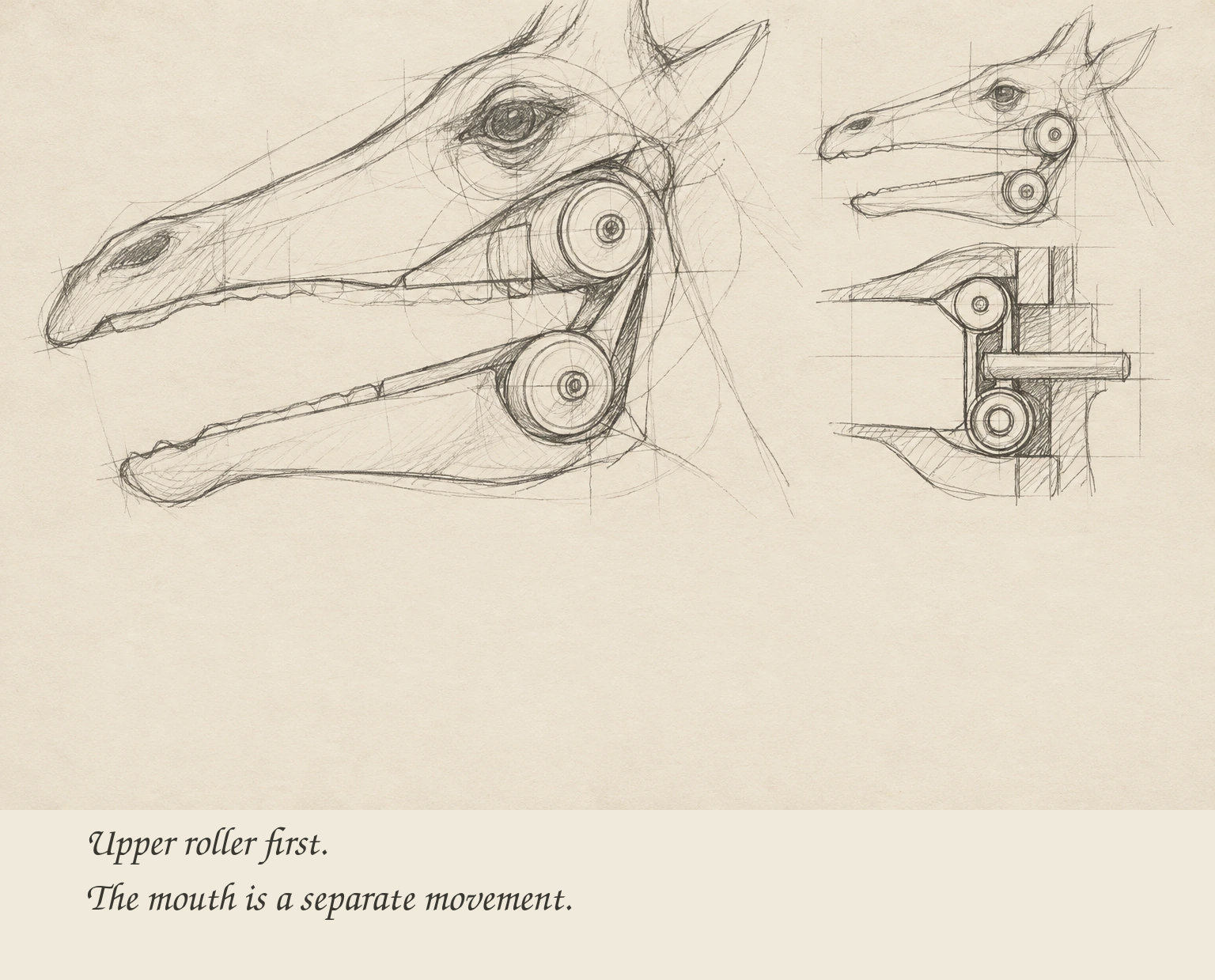 Rough jaw and roller study with two short notes.