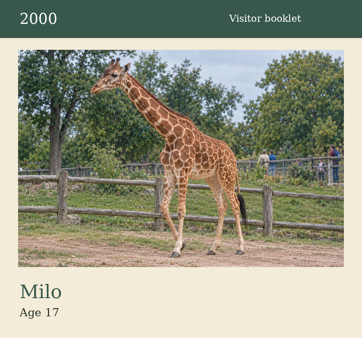 Milo, age 17, in the 2000 visitor booklet.