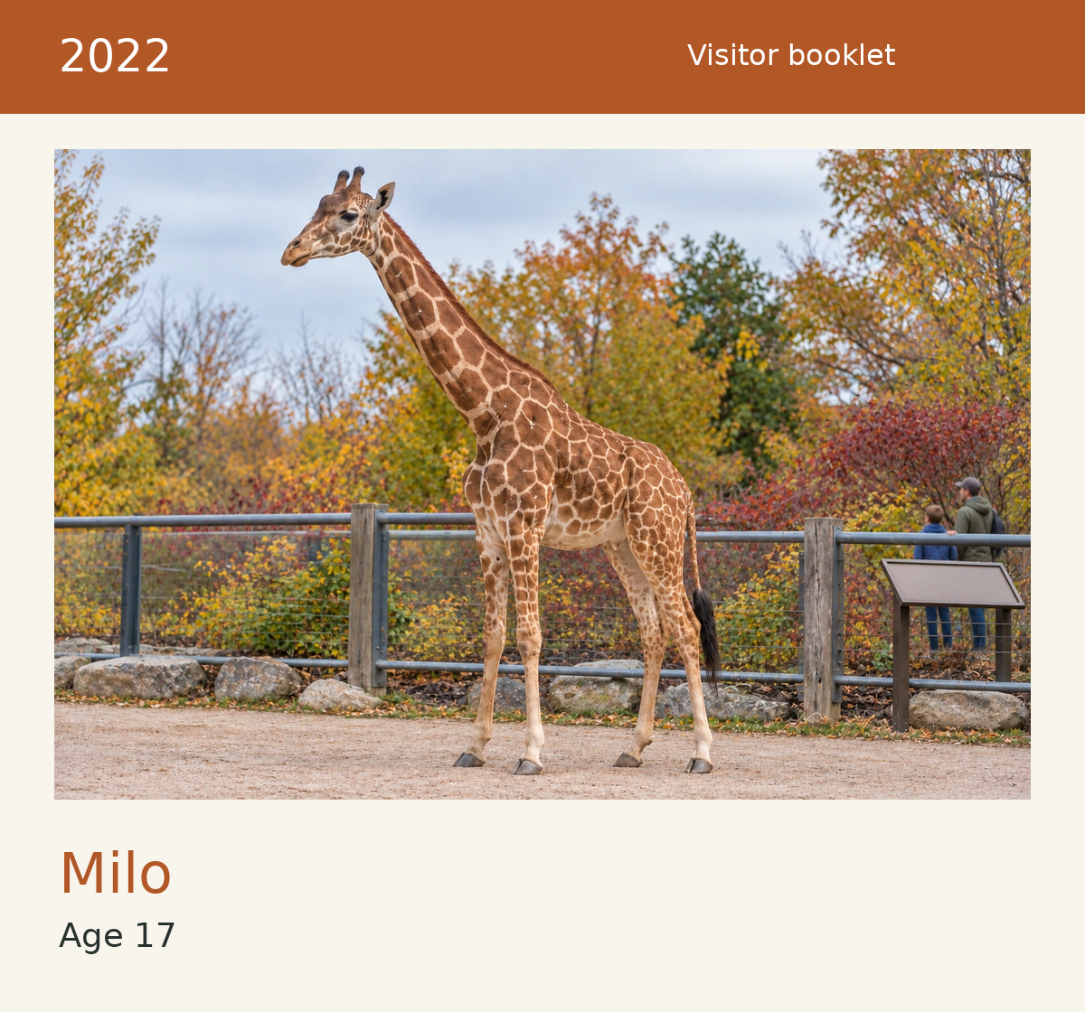 Milo, age 17, in the 2022 visitor brochure.