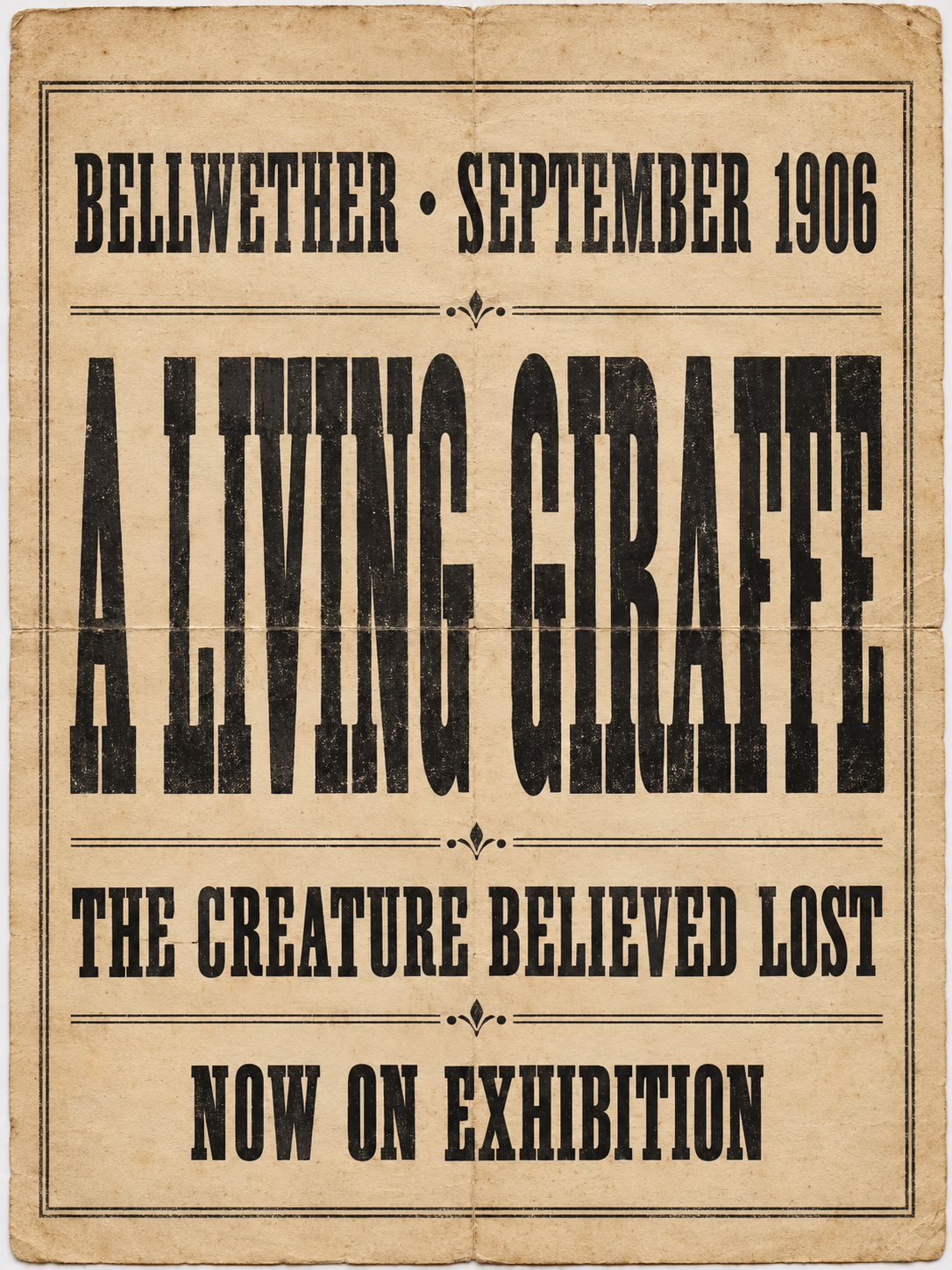 Bellwether showbill, September 1906 — front. Exact transcription is available with the scans.